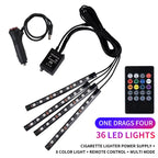 RGB Car Interior Ambient Foot Strip Lights – App & Remote Control LED Kit