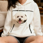 Bouclé Pet Hoodie Carrier – Soft Pullover with Pocket for Dogs & Cats