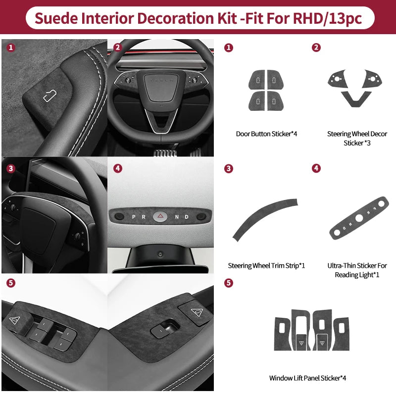 Carbon Fiber Door Switch Button Anti-Scratch Trim for Tesla Model 3 (2024+) & Model Y (2025+)