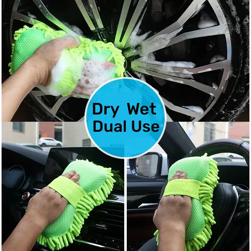 Microfiber Car Wash Mitt Gloves – Scratch-Free Detailing Sponge