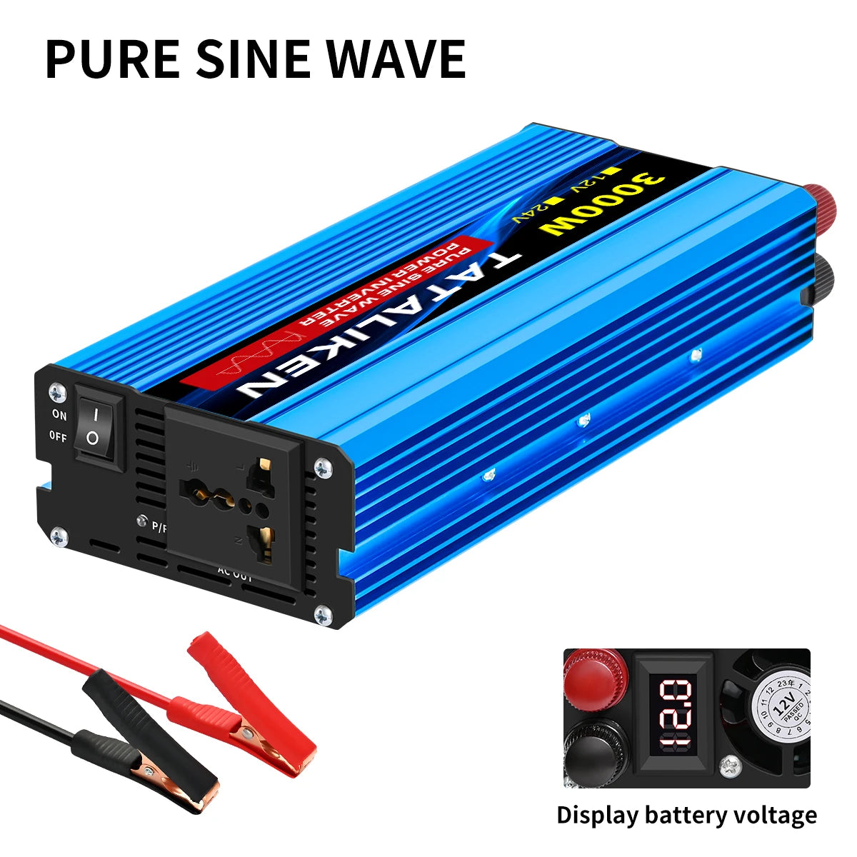 Pure Sine Wave Power Inverter – DC 12V/24V to AC 220V, 1000W–6000W