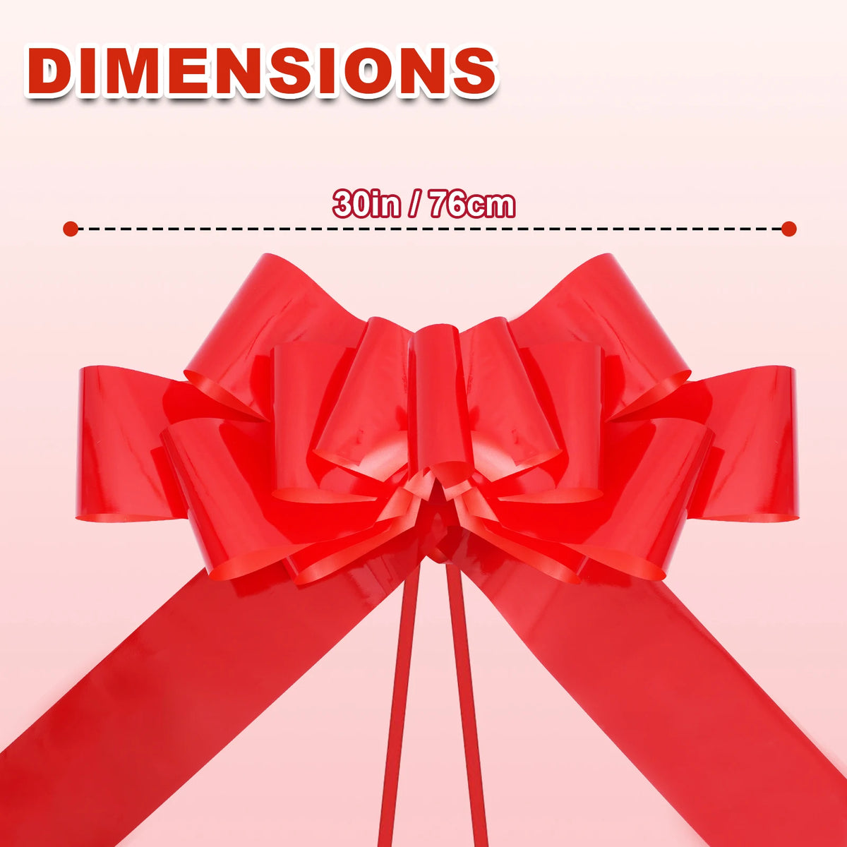 Giant Red Car Bow – 30" Gloss Pull Bow for Cars, Christmas Trees & Party Decor