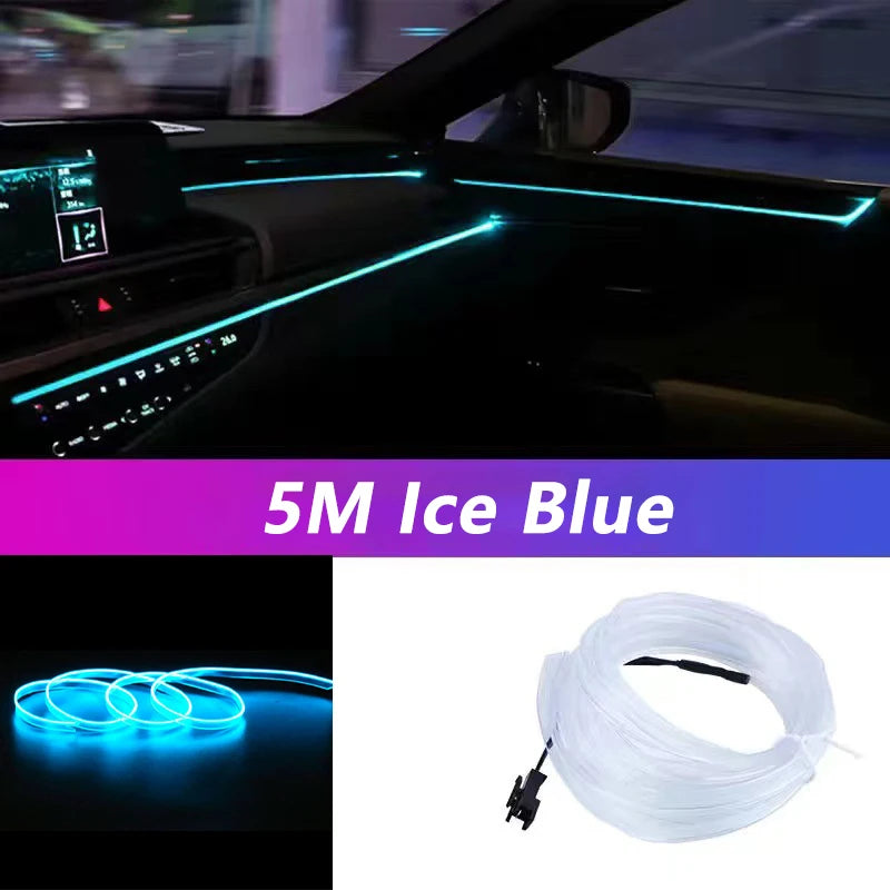 5M Neon LED Car Interior Strip Lights – Flexible Ambient USB Atmosphere Diode