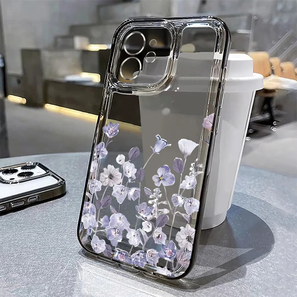 Flower Phone Case For iPhone 17 16 18 13 11 14 12 15 Pro Max Air 16e 7 Plus SE Shockproof Transparent Cover Silicone