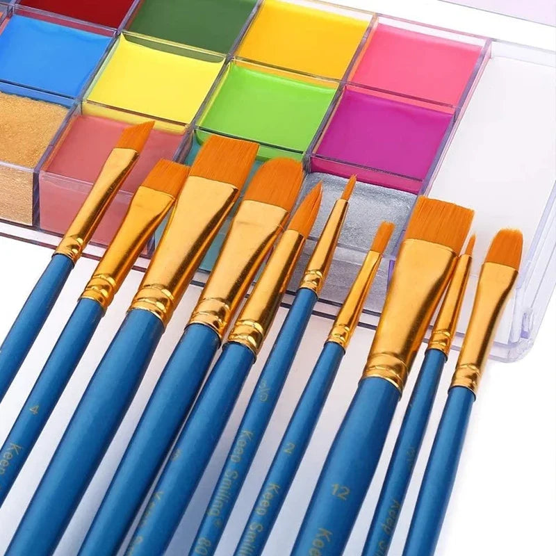 20-Color Face & Body Paint Set — Non-Toxic Oil Pigments with Brushes for Halloween, Cosplay & Kids