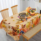 Thanksgiving Turkey & Pumpkin Tablecloth – Fall Harvest Dining Table Cover