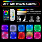 Dimmable Hexagon LED Ceiling Lights – RGB & Multi-Color, Garage/Gym/Gaming