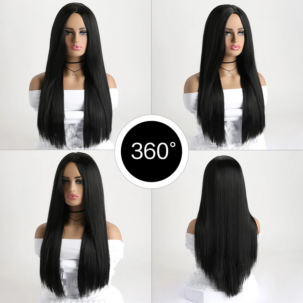 26-Inch Long Straight Colored Wig — Synthetic Fashion Wig for Cosplay, Halloween & Daily Wear