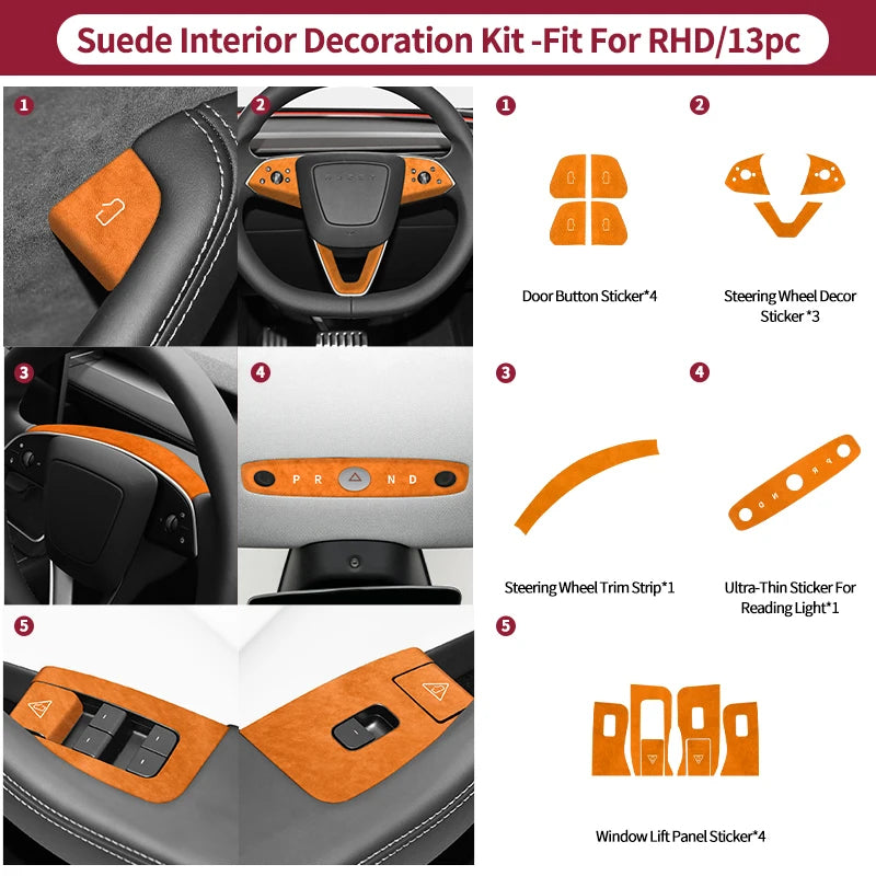 Carbon Fiber Door Switch Button Anti-Scratch Trim for Tesla Model 3 (2024+) & Model Y (2025+)