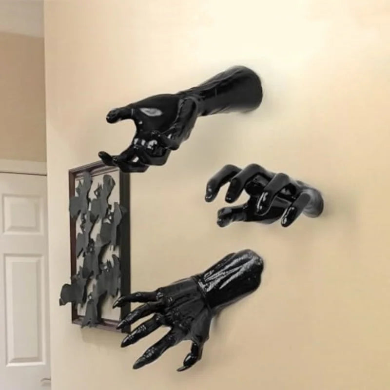 Gothic Wall-Mounted Creepy Hands — Life-Size Horror Candle Holder