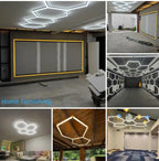 Dimmable Hexagon LED Ceiling Lights – RGB & Multi-Color, Garage/Gym/Gaming