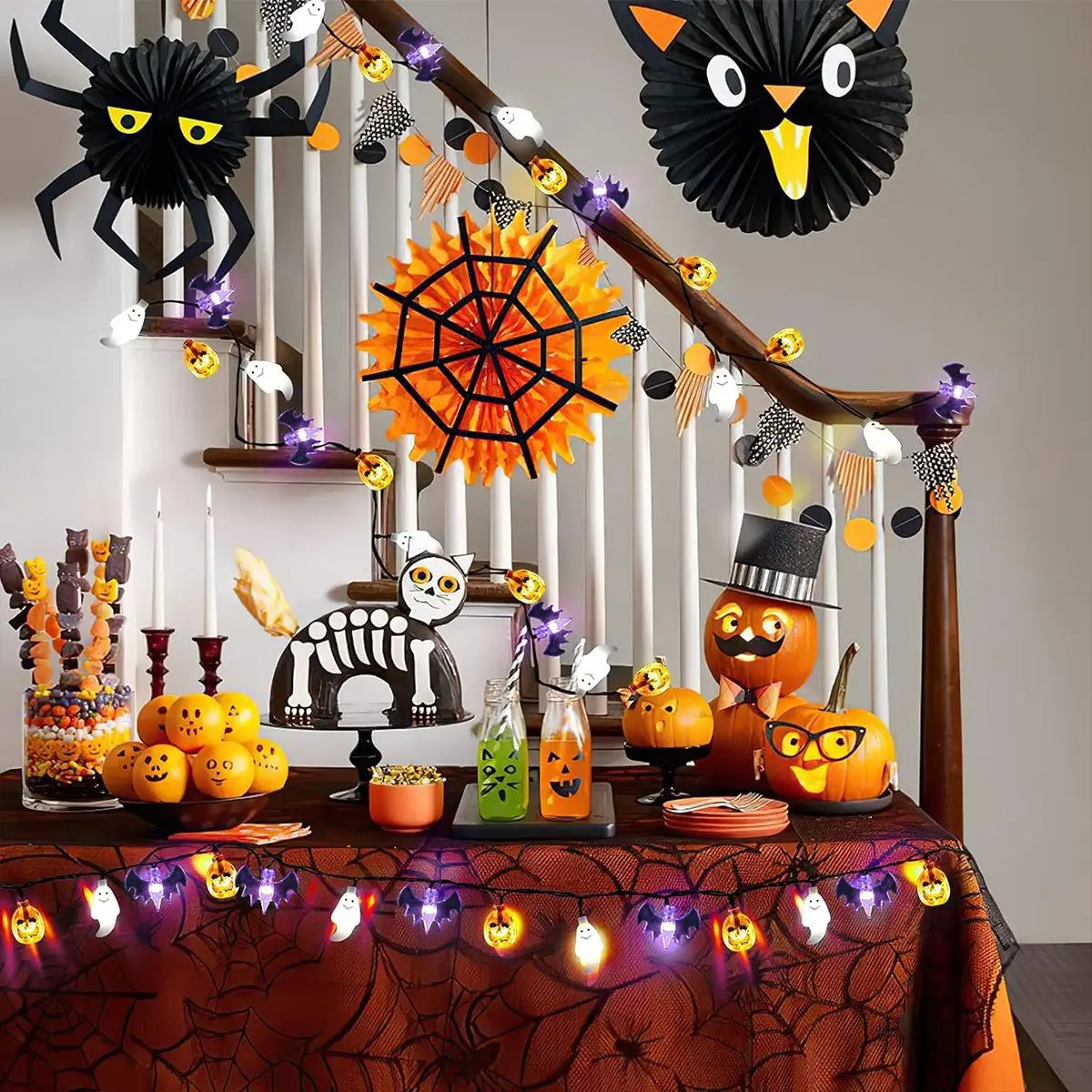 Halloween Solar String Lights — Bat, Pumpkin & Ghost LED Decor