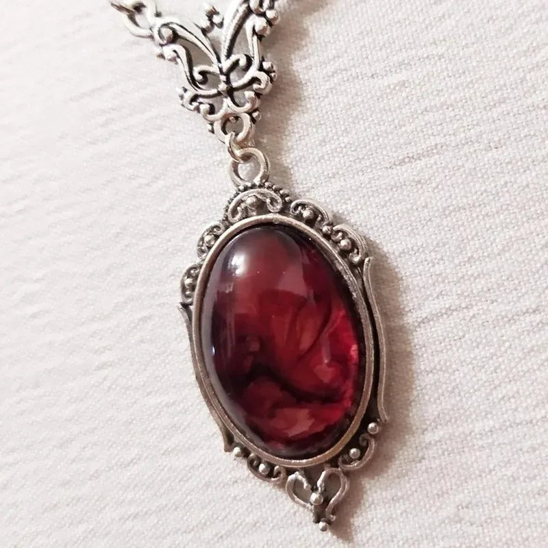 Red Crystal Skeleton Pendant Necklace — Gothic Fashion Jewellery for Women | Parties & Halloween