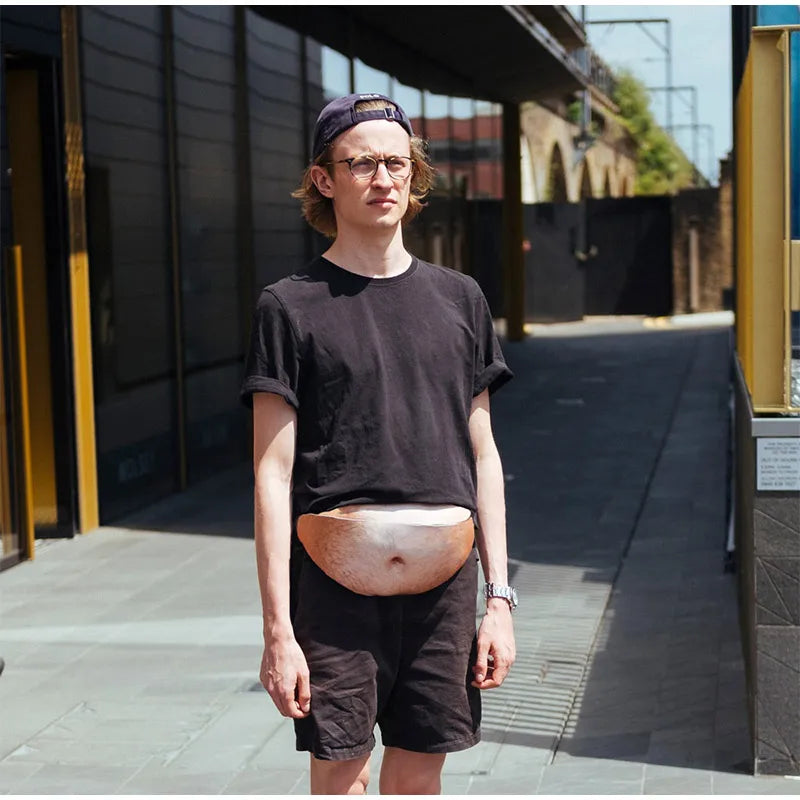 Beer Gut Fanny Pack – Novelty Hairy Belly Waist Bag