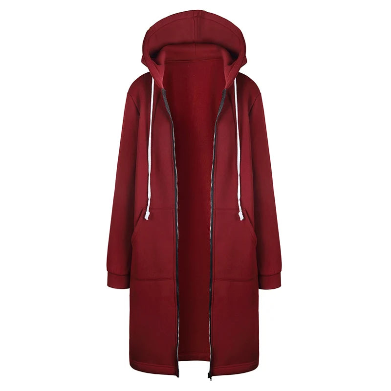 Women's Thicken Hoodie Parka – Loose Hooded Sweatshirt Jacket
