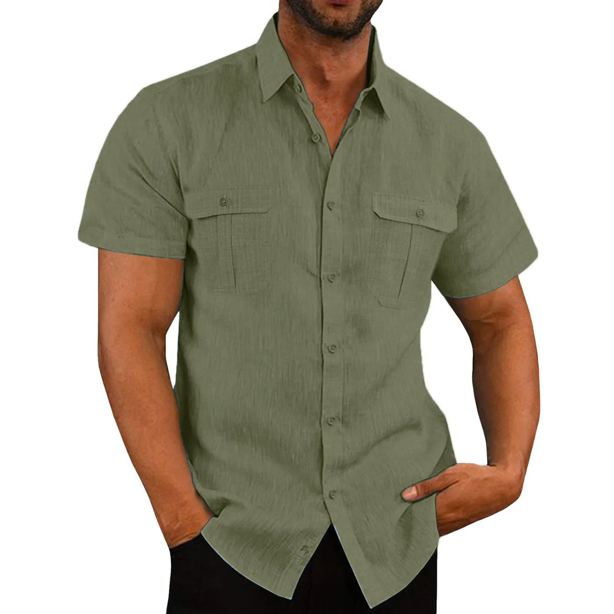 Men's Linen Short-Sleeve Shirt – Casual Beach Style