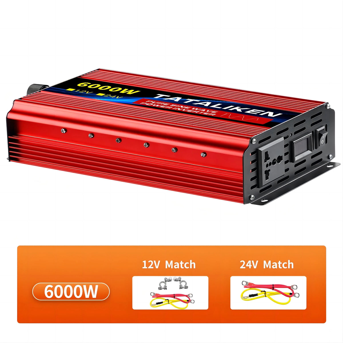 Pure Sine Wave Power Inverter – DC 12V/24V to AC 220V, 1000W–6000W