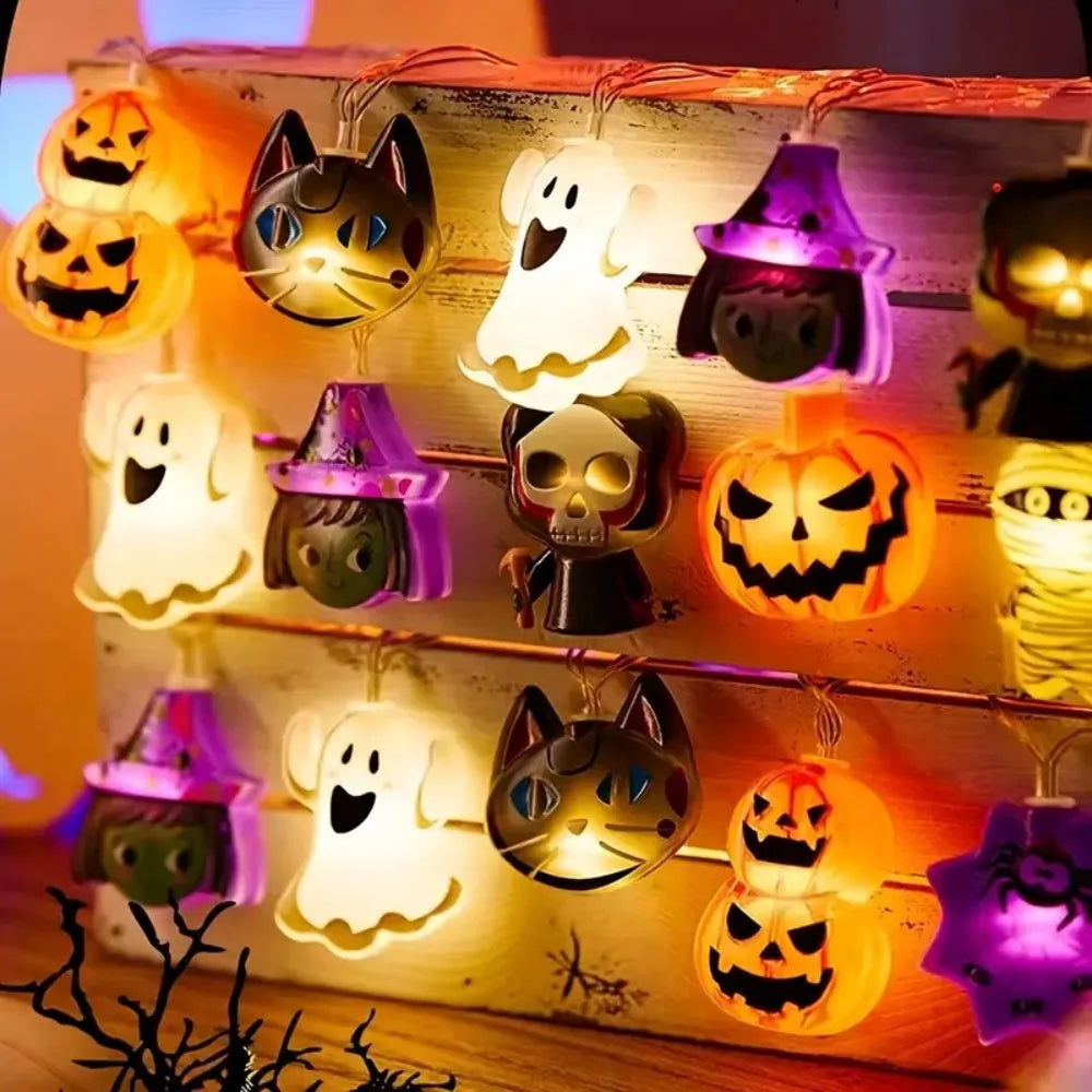 Halloween LED Light String — Battery-Powered Warm White