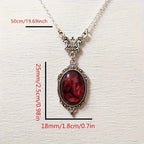 Red Crystal Skeleton Pendant Necklace — Gothic Fashion Jewellery for Women | Parties & Halloween