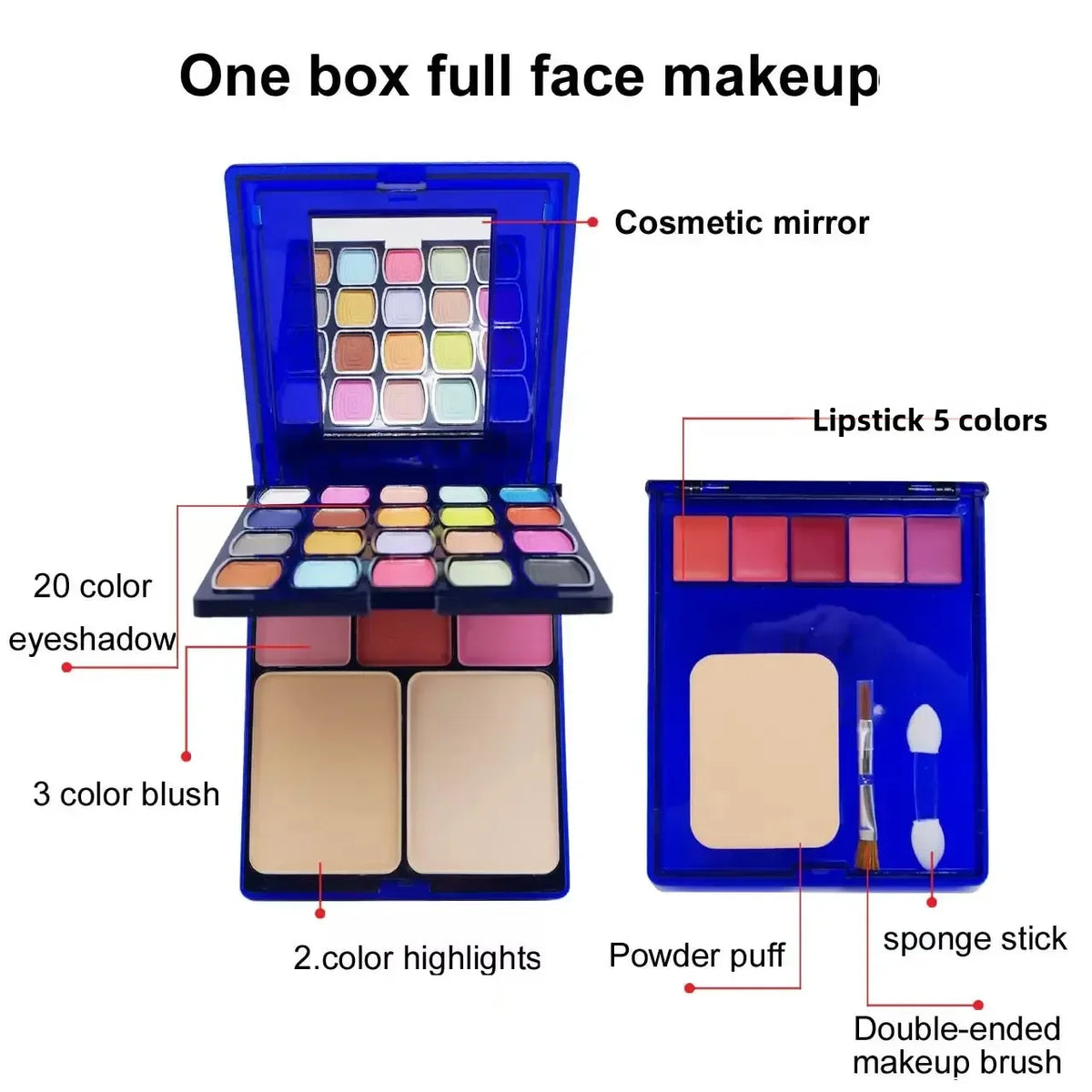 30-Color Multifunctional Makeup Palette – Eyeshadow, Blush, Powder & Lip Gloss