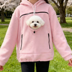 Bouclé Pet Hoodie Carrier – Soft Pullover with Pocket for Dogs & Cats