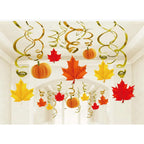 22-Piece Fall Ceiling Swirl Decorations – Pumpkin & Maple Leaf Hanging Décor