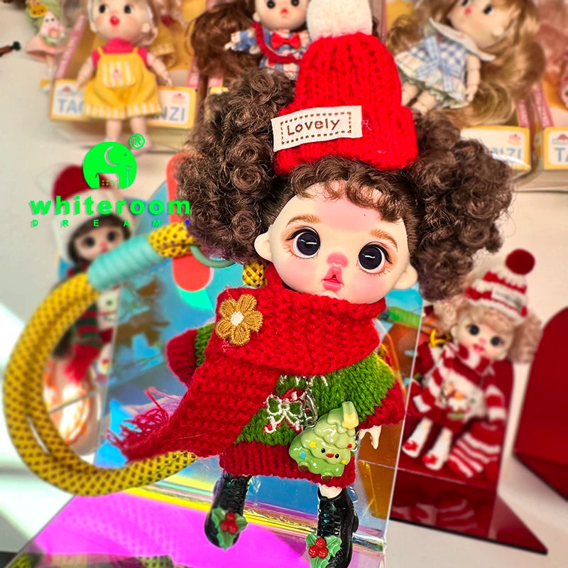 Christmas Mini Doll Pendant – Handmade Crochet Sweater & Scarf Set