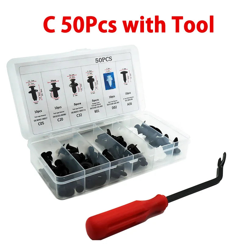 50 or 100pcs Auto Fastener Assortment