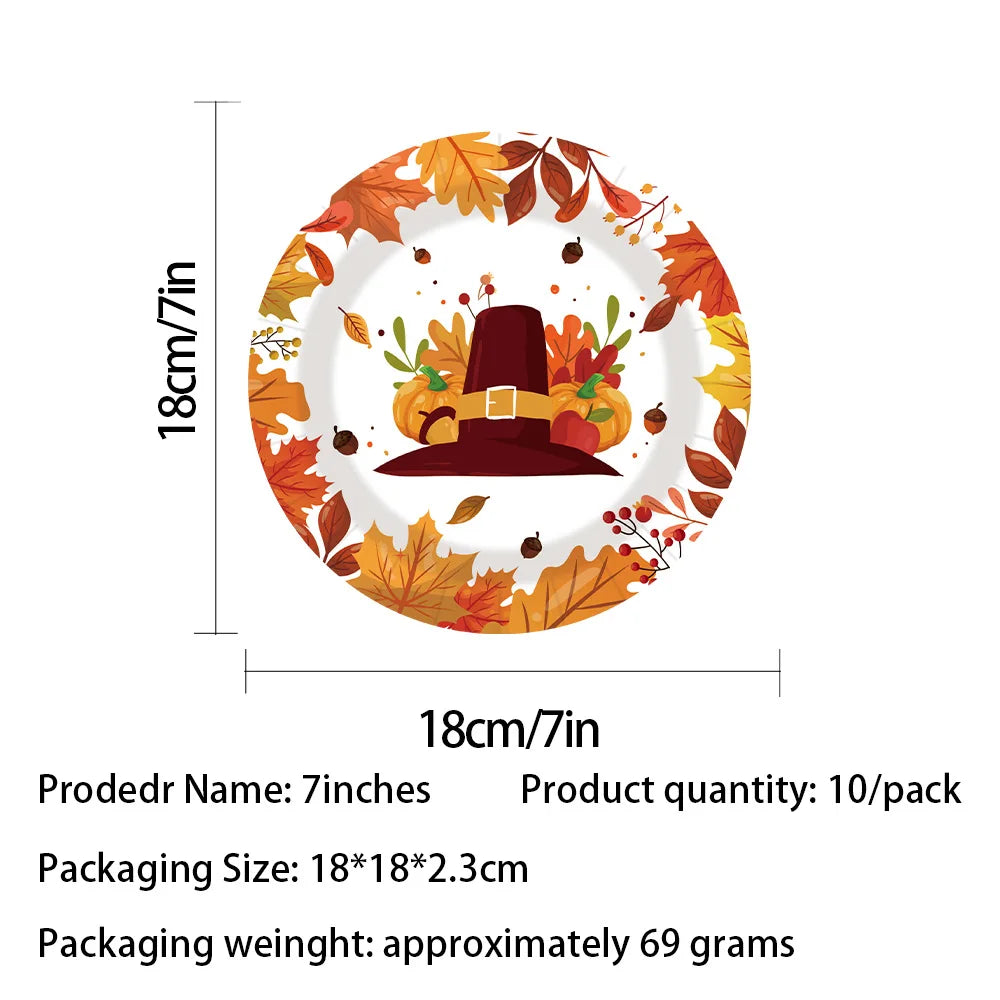 Autumn Maple Leaf & Pumpkin Thanksgiving Paper Tableware – Plates, Cups & Napkins