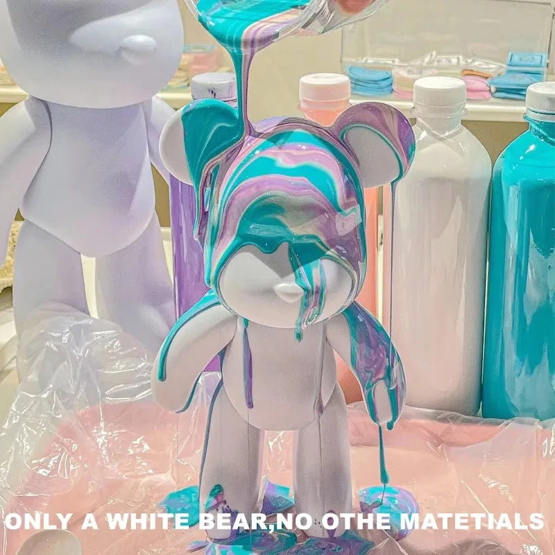 DIY Fluid Art Bear Sculpture – Handmade Resin Graffiti Bear Ornament