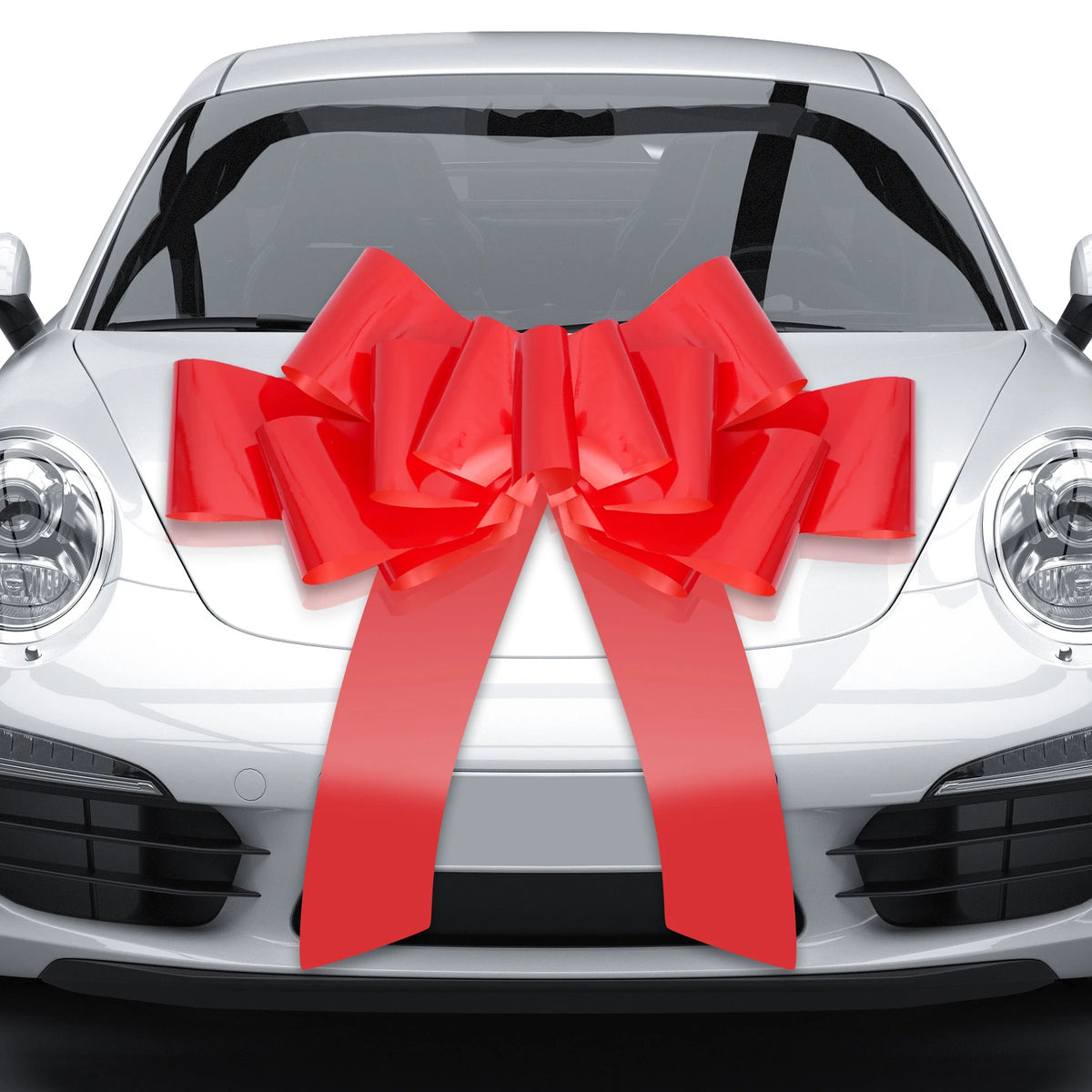 Giant Red Car Bow – 30" Gloss Pull Bow for Cars, Christmas Trees & Party Decor
