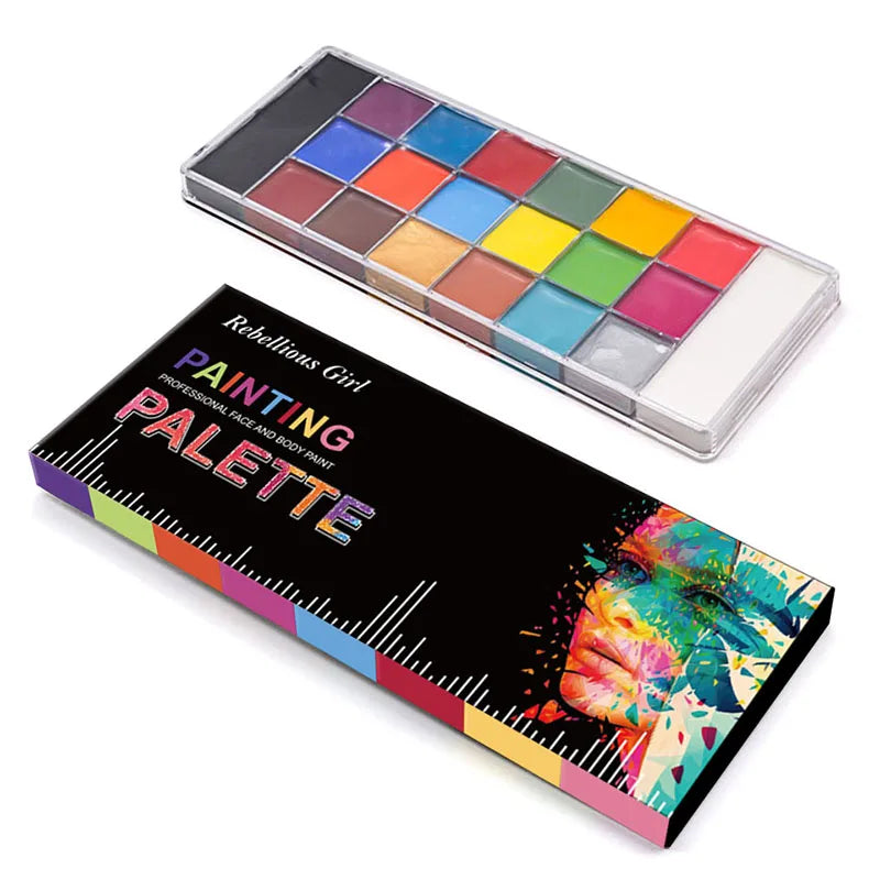 VERONNI 20-Color Face & Body Paint Palette — SFX Oil Makeup Kit with Brushes