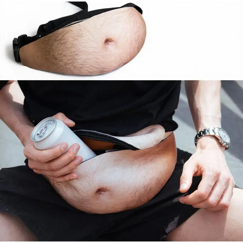Beer Gut Fanny Pack – Novelty Hairy Belly Waist Bag