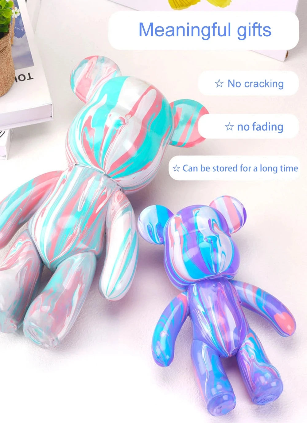 DIY Fluid Art Bear Sculpture – Handmade Resin Graffiti Bear Ornament