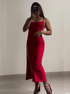 Women's Halter Strap Bodycon Midi Dress