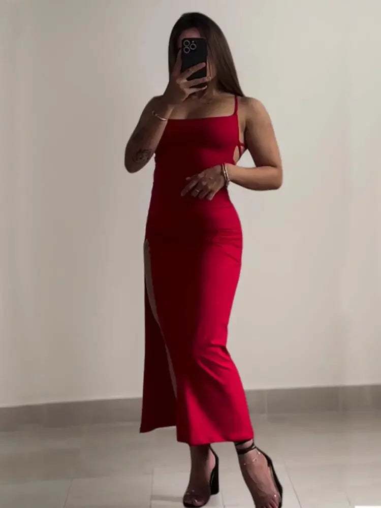 Women's Halter Strap Bodycon Midi Dress