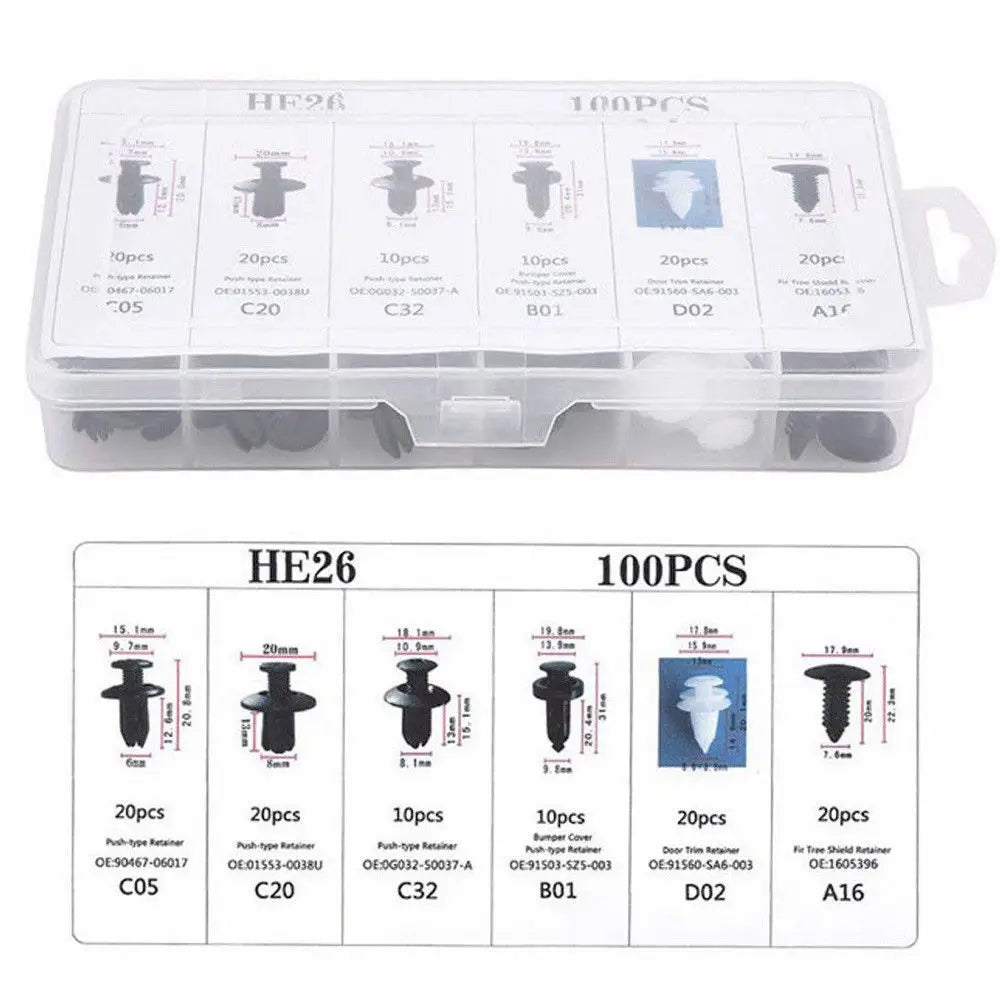 50 or 100pcs Auto Fastener Assortment