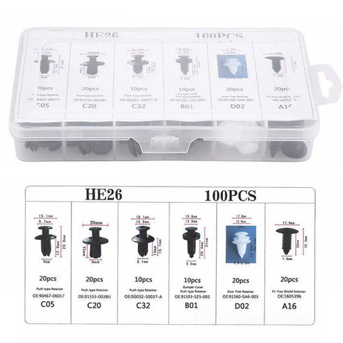 50 or 100pcs Auto Fastener Assortment