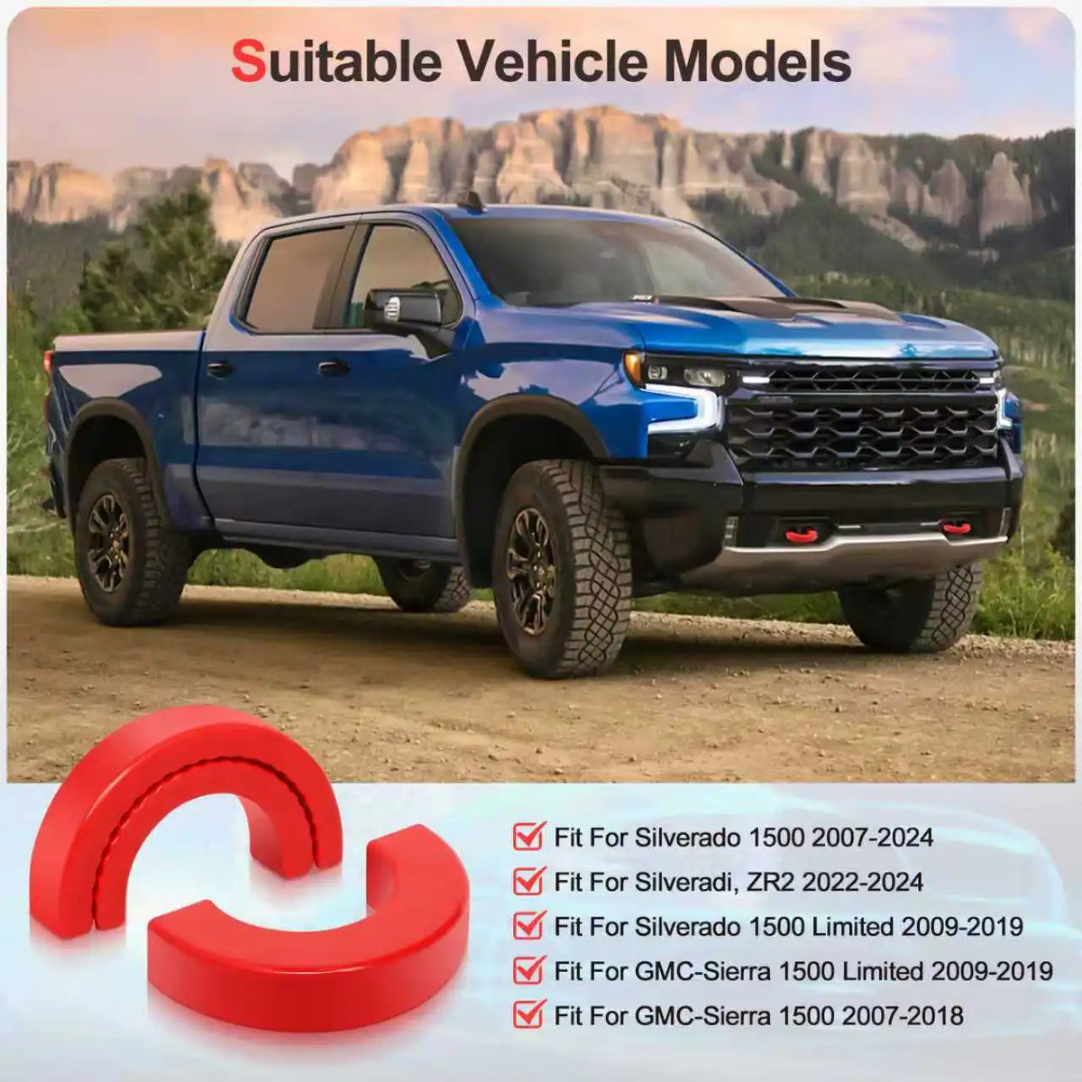 Tow Hitch Covers for Chevy Silverado 1500 & GMC Sierra 1500 – Silicone Tow Hook Accessories (Green or Red)