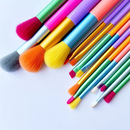 15-Piece Colorful Makeup Brush Set