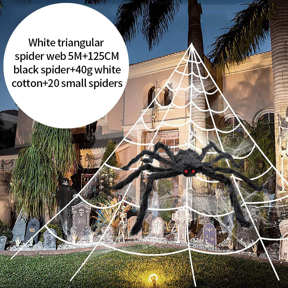 Giant Halloween Spider Web Decoration — 5m & 7m Indoor/Outdoor