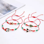 Christmas Beaded Bracelet Set – Santa, Elk & Bell Charm Bracelets for Women & Girls