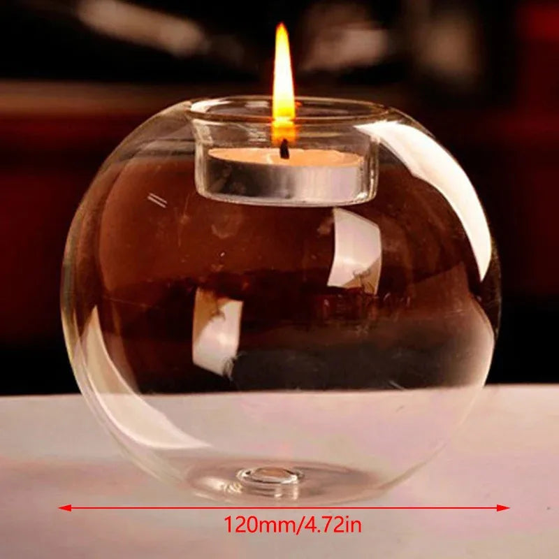 Elegant Round Glass Candle Holders — European Style Home & Event Centerpiece