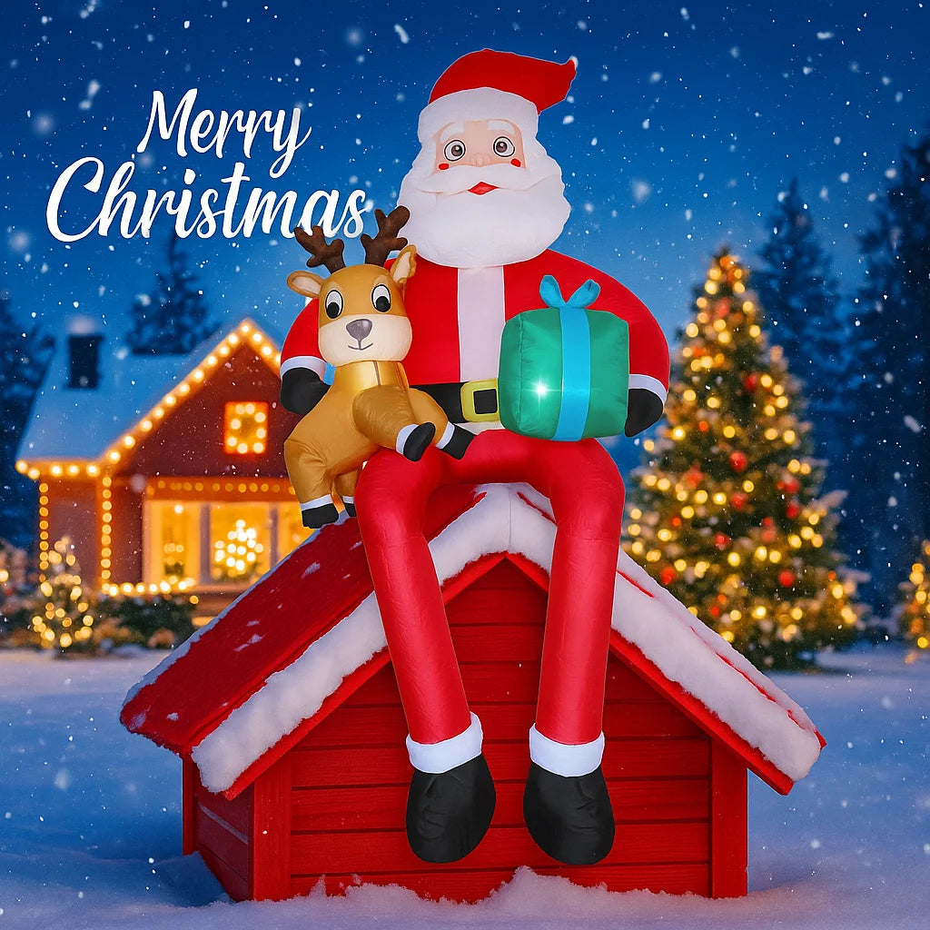 9.5FT Inflatable Christmas Santa Claus with LED Lights – Outdoor Yard Decoration