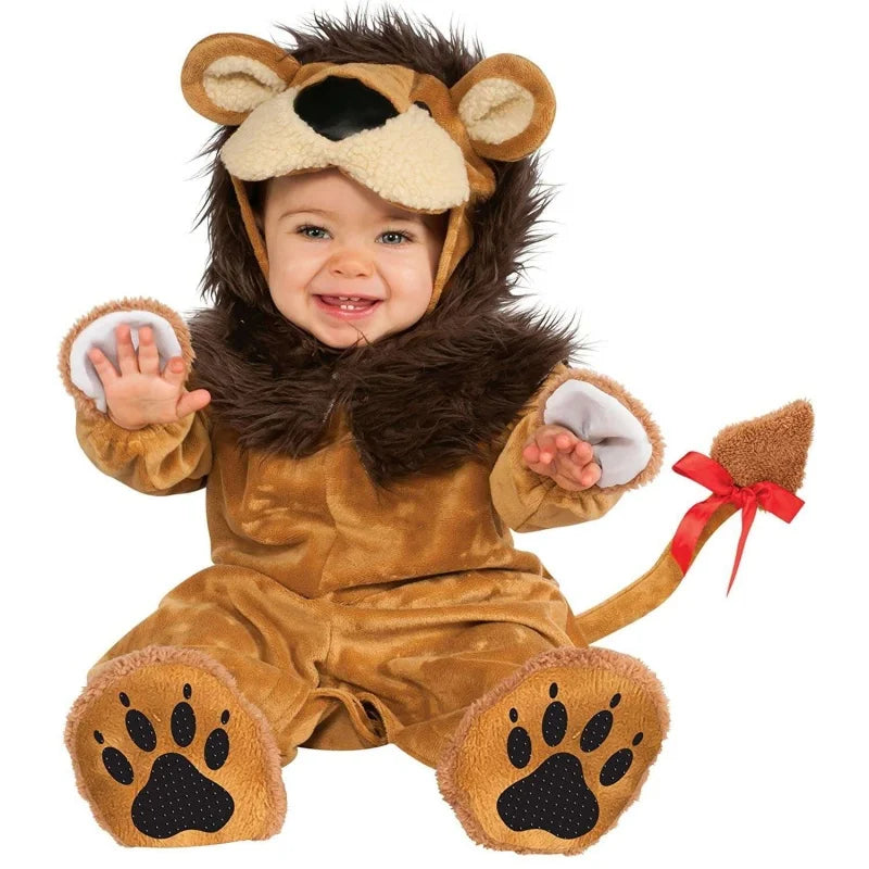 Baby Lion Costume – Furry Plush Jumpsuit for Boys & Girls