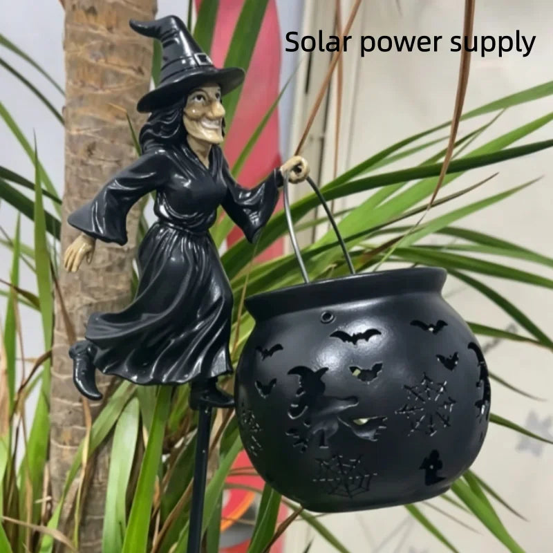 Archie Knows Spooky: Witch Cauldron Garden Stake Lights with LED Flow