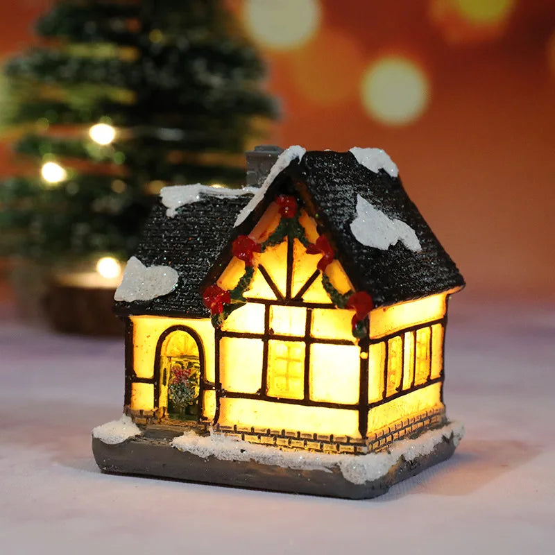 LED Christmas Village House Miniature – Glowing Resin Holiday Decoration