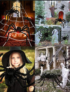 Halloween Giant Spider & Cobweb Decoration Set — Indoor & Outdoor Party Decor