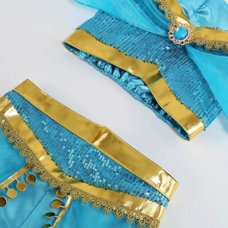 Jasmine Princess Costume Dress — Aladdin Magic Lamp Girls Cosplay Outfit