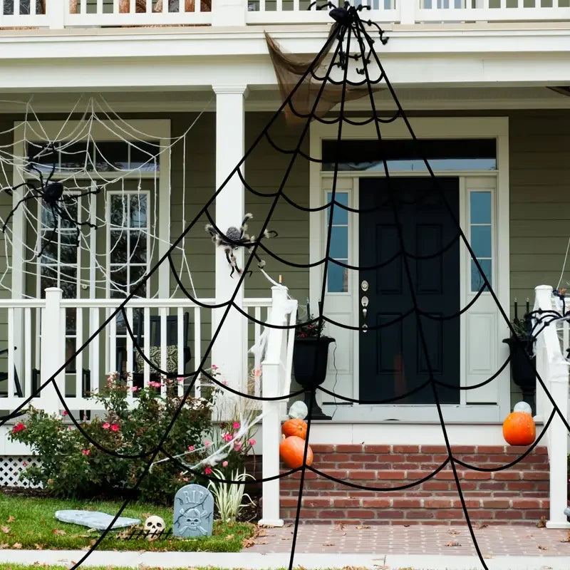 Halloween Giant Spider & Cobweb Decoration Set — Indoor & Outdoor Party Decor